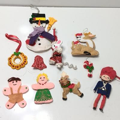 Vintage fabric & felt Tree ornaments HANDMADE