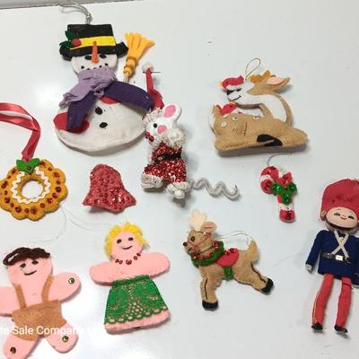 Vintage fabric & felt Tree ornaments HANDMADE
