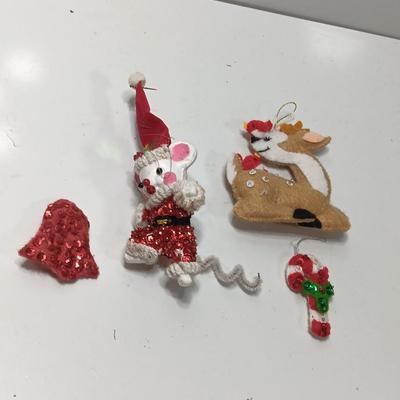 Vintage fabric & felt Tree ornaments HANDMADE