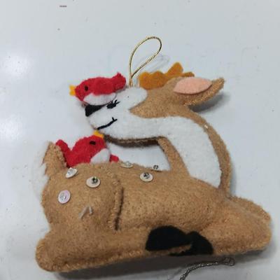 Vintage fabric & felt Tree ornaments HANDMADE