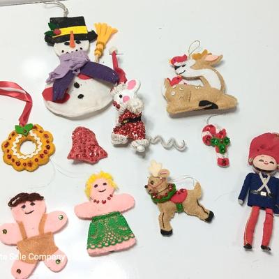 Vintage fabric & felt Tree ornaments HANDMADE