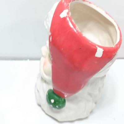 Vintage Japan marked Santa container and unmarked Colorful ceramic Sleigh.