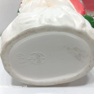 Vintage Japan marked Santa container and unmarked Colorful ceramic Sleigh.