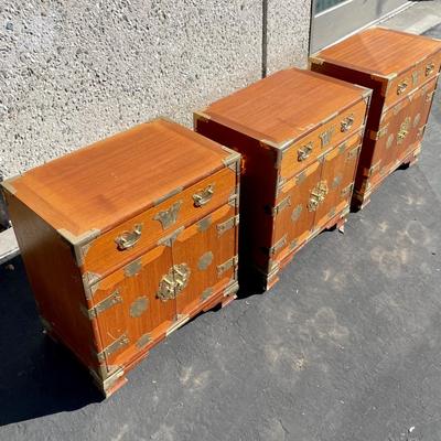 Set of 3 Chinese Motif End Tables