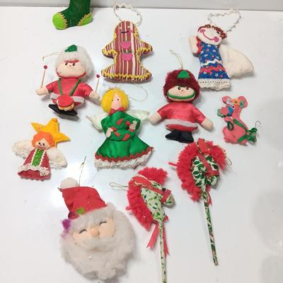 Vintage cloth fabric and felt Christmas Ornaments
