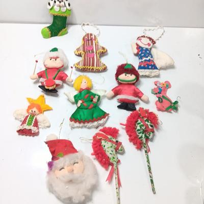Vintage cloth fabric and felt Christmas Ornaments