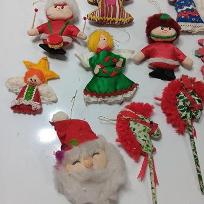 Vintage cloth fabric and felt Christmas Ornaments