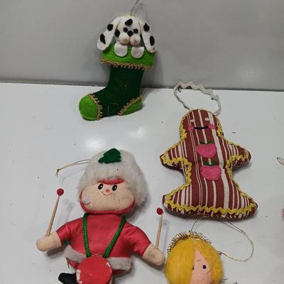 Vintage cloth fabric and felt Christmas Ornaments