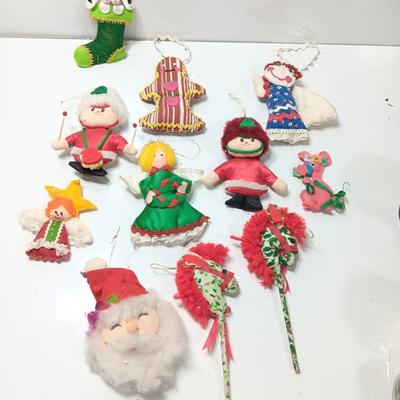 Vintage cloth fabric and felt Christmas Ornaments