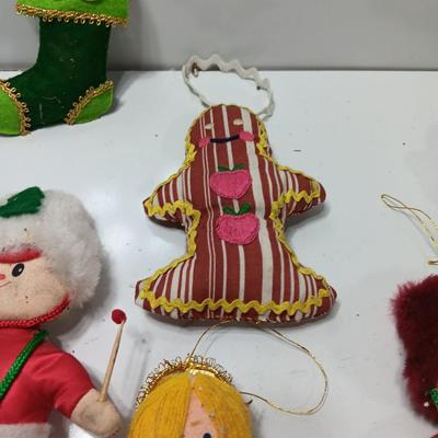 Vintage cloth fabric and felt Christmas Ornaments