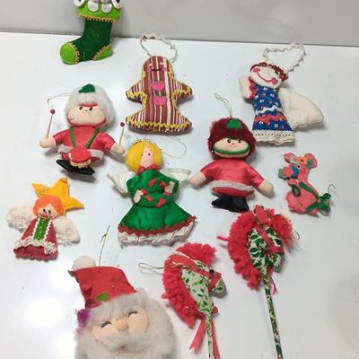 Vintage cloth fabric and felt Christmas Ornaments