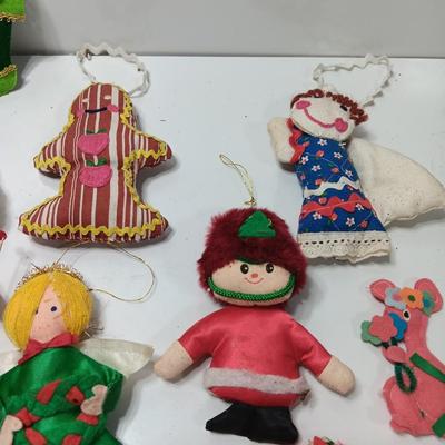 Vintage cloth fabric and felt Christmas Ornaments