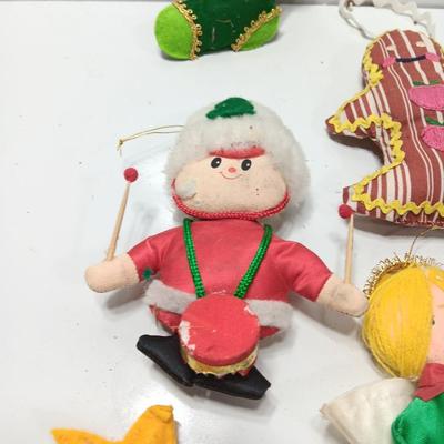 Vintage cloth fabric and felt Christmas Ornaments