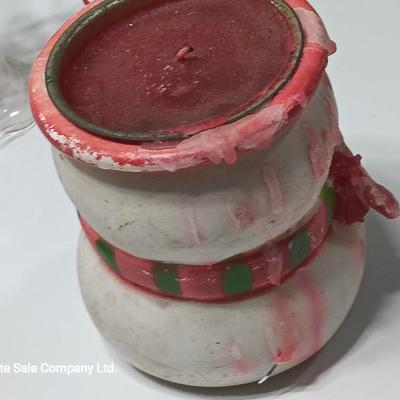 Vintage Christmas Decor - Snowmen candle holders and bells