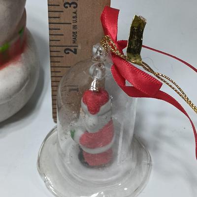 Vintage Christmas Decor - Snowmen candle holders and bells