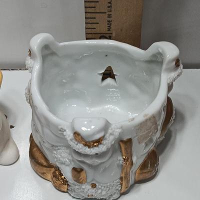 Vintage Christmas Decor - Snowmen candle holders and bells