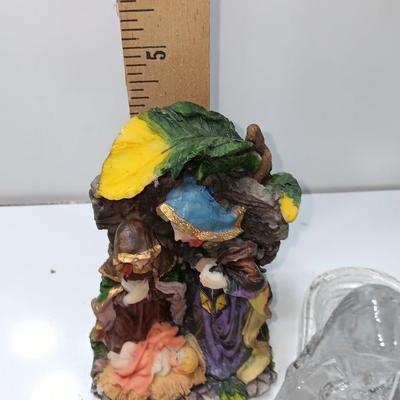 Nativity scene items - glass candle holder - vintage ornament - Baby Jesus and a newer ornament too