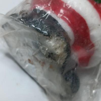 Vintage Ceramic bell Seasons greetings with Interpur wax Santa