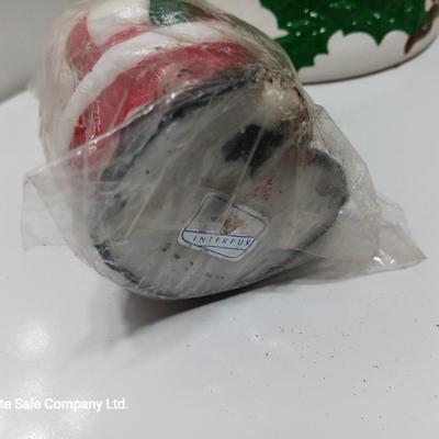 Vintage Ceramic bell Seasons greetings with Interpur wax Santa