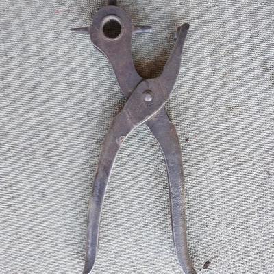 Vintage tools - leather punch - wood handled drills - and vintage pipe cutter