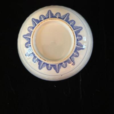 Blue & White Porcelain Bowls with Asian Motif & Translucent Accents (K-KL)
