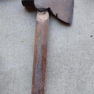 Large sheers = Hatchet - vintage drill with wood handle and antique saw set tool