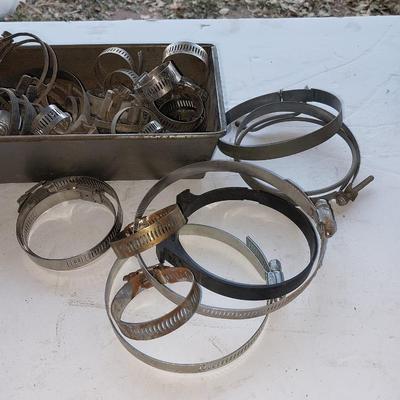 Wide variety of hose clamps in neat metal box