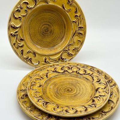 MADE IN ITALY ~ Baroque Honey ~ 3 Piece Plate Setting for 12  ~ * Read Details