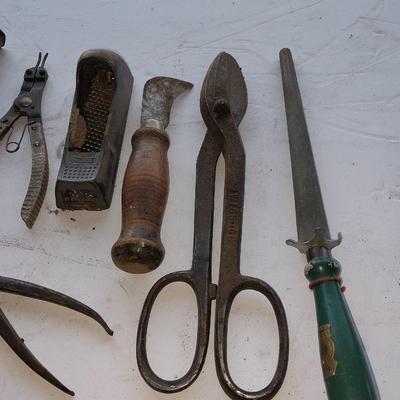 Small pry bar - sheers - rasp - file -snap ring pliers and more