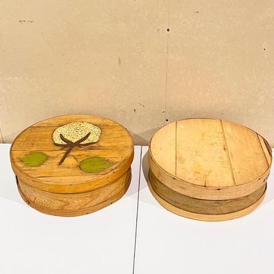 Pair (2) ~ Wood Lidded Cheese Boxes
