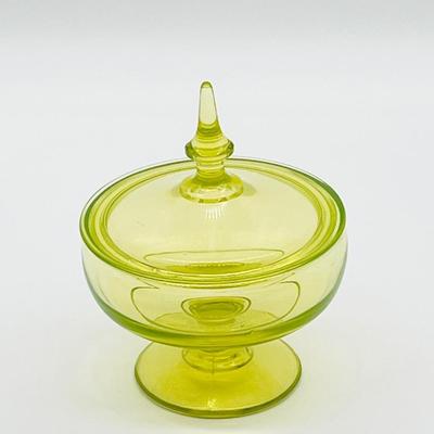 Yellow Vaseline Lidded Bowl