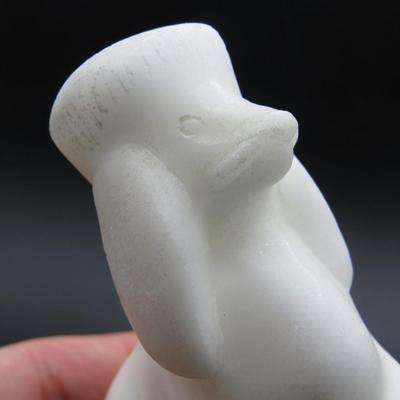 Retro Smooth Carved Stone Marble Poodle Figurine