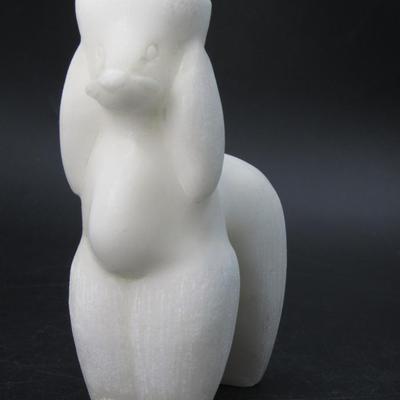 Retro Smooth Carved Stone Marble Poodle Figurine