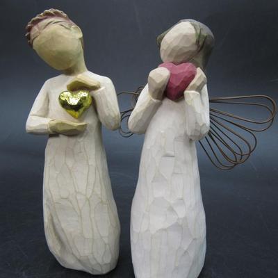 Willow Tree Keepsake Angels Holding Hearts Figurines