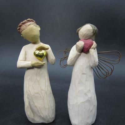 Willow Tree Keepsake Angels Holding Hearts Figurines