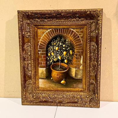 Gold Gilded Lemon Tree Framed Canvas Print