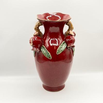Vtg. Chinese Glazed Pottery ~ Pomegranate Design