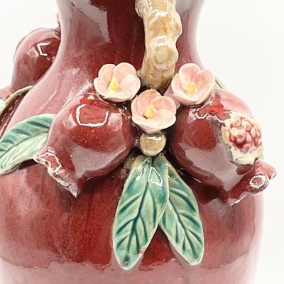 Vtg. Chinese Glazed Pottery ~ Pomegranate Design