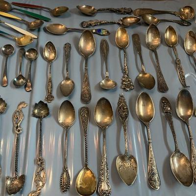 Large Travel Spoon / Miniature Spoon Sterling Silver Lot