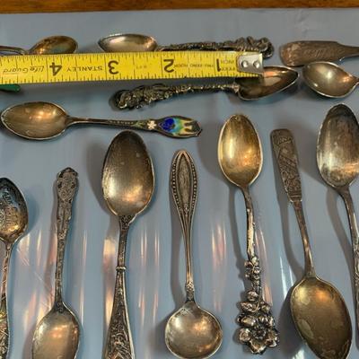 Large Travel Spoon / Miniature Spoon Sterling Silver Lot