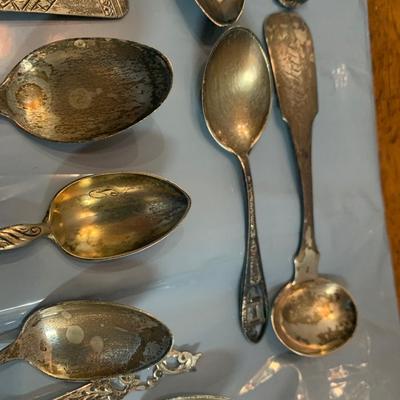 Large Travel Spoon / Miniature Spoon Sterling Silver Lot