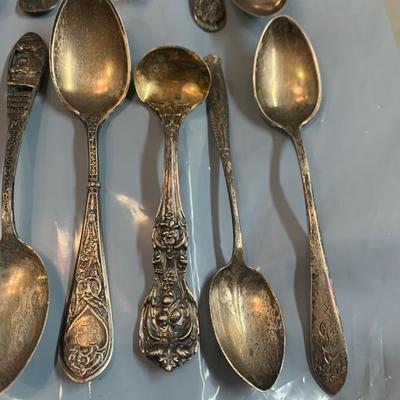 Large Travel Spoon / Miniature Spoon Sterling Silver Lot