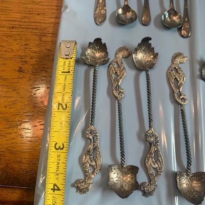 Large Travel Spoon / Miniature Spoon Sterling Silver Lot
