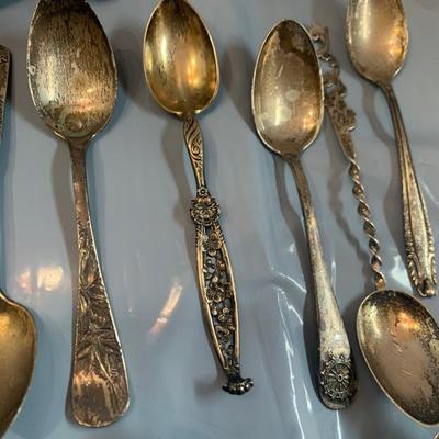 Large Travel Spoon / Miniature Spoon Sterling Silver Lot