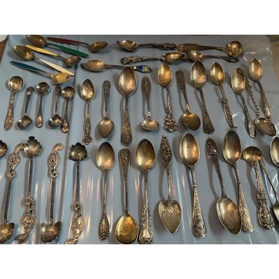 Large Travel Spoon / Miniature Spoon Sterling Silver Lot