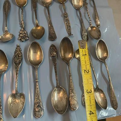 Large Travel Spoon / Miniature Spoon Sterling Silver Lot