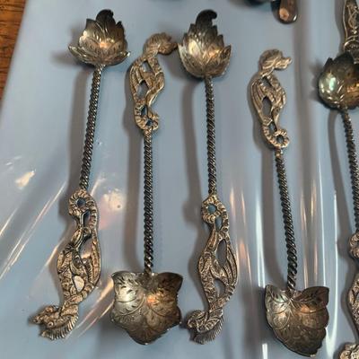 Large Travel Spoon / Miniature Spoon Sterling Silver Lot