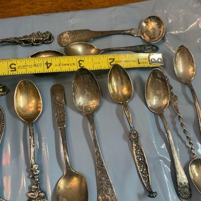 Large Travel Spoon / Miniature Spoon Sterling Silver Lot