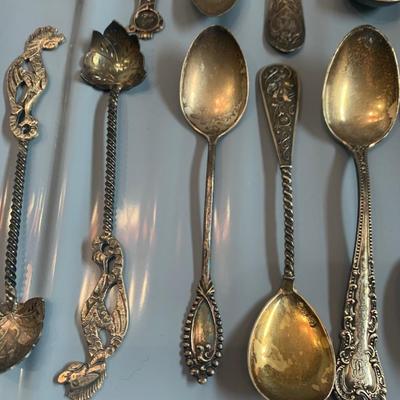 Large Travel Spoon / Miniature Spoon Sterling Silver Lot