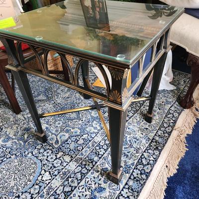 Ornate Asian Oriental Glass Top  Table